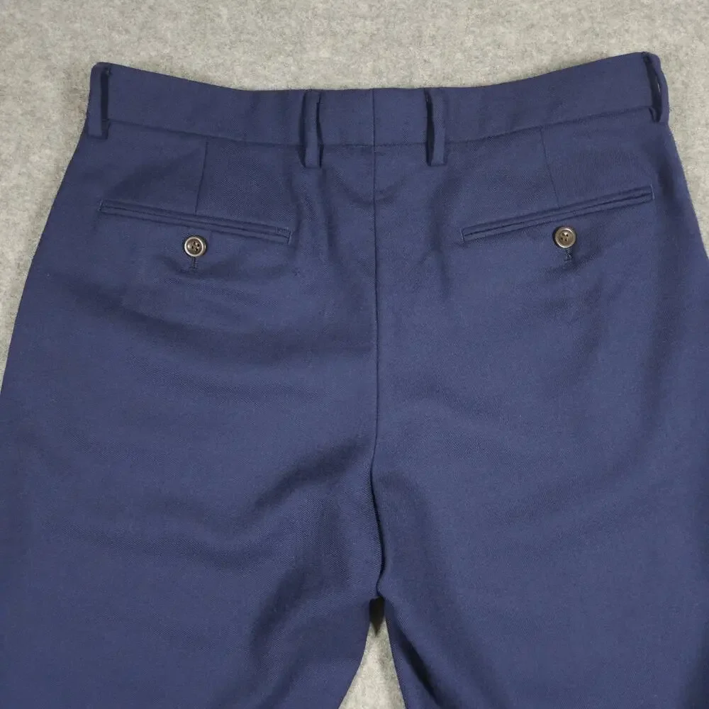 J Crew Bowery Slim Fit Pants Mens Blue 100% Wool 34x32 Office Classic Navy